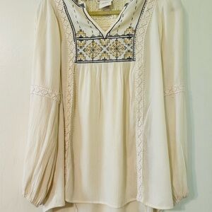 Knox Rose Cream Blouse with Embroidery